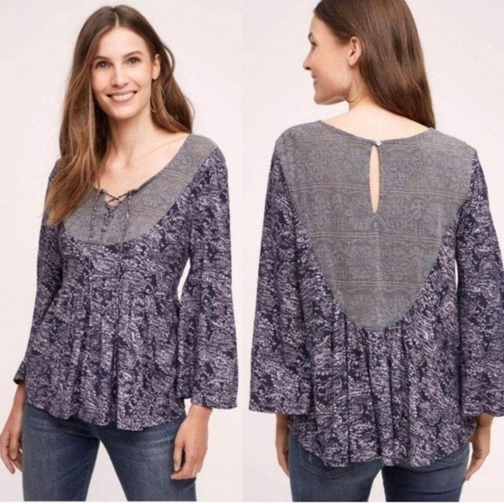 Anthropologie Paisley Peplum Crochet‎ Bib Akemi Kin M